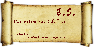 Barbulovics Sára névjegykártya